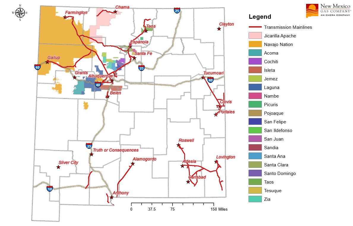 Map of Native American land that we service.